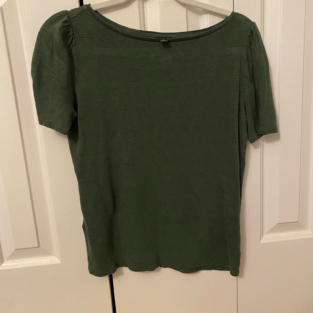 Ann Taylor Green Linen Blouse